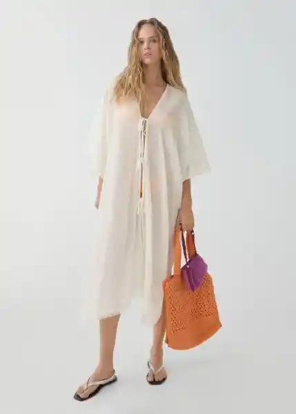 Kimono Caftan Saopaulo Blanco Talla 99 Mujer Mango