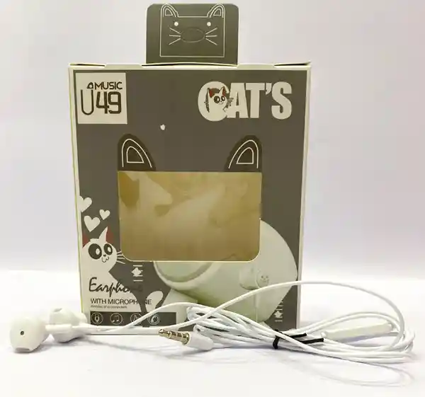 Audífonos Estilo Gato White Con Conecto Tipo Jack