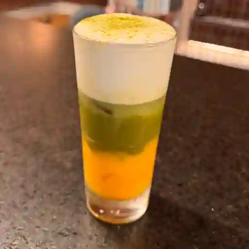 Matcha mango latte