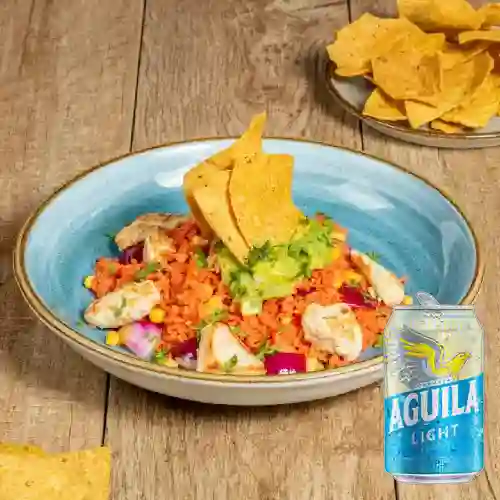 Combo Arroz Sinaloa de Pollo + Aguila Light Lta 330ml