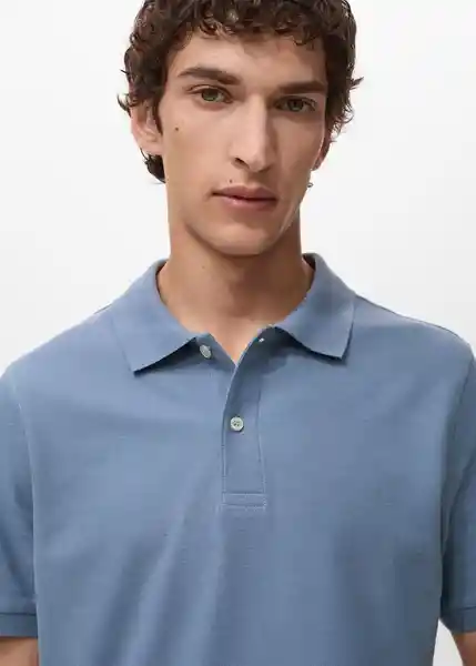 Camiseta Polo Rea Azul Talla M Hombre Mango