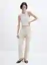 Pantalón Paulica-W Beige Talla XL Mujer Mango