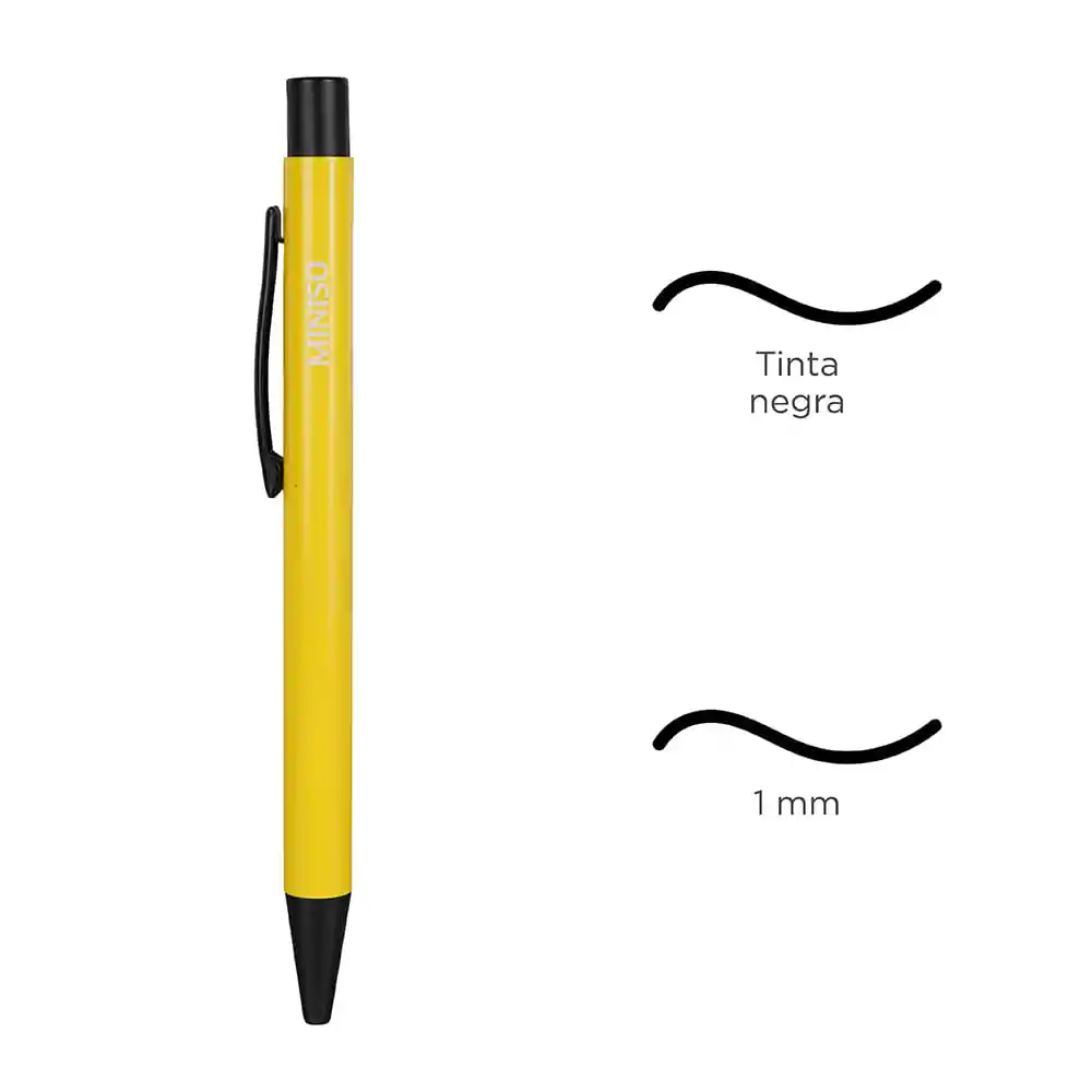 Esfero Retráctil Metálico Amarillo 1.0 mm Miniso