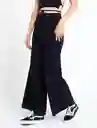 Pantalón Wide Leg Mujer Negro Puro Ultra Oscuro Talla 8 Naf Naf