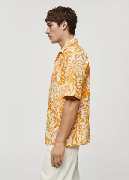 Camisa Benisa Amarillo Talla L Hombre Mango