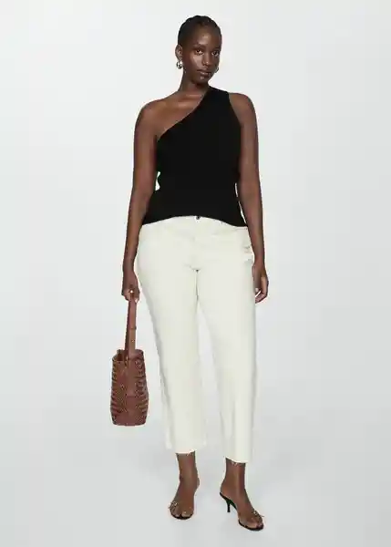 Top Asim Negro Talla XS  Mujer Mango