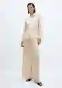 Camisa Plisi-W Crudo Talla M Mujer Mango