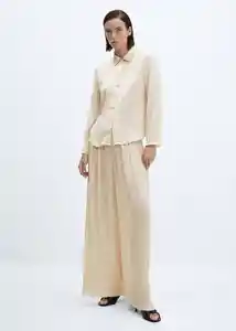 Camisa Plisi-W Crudo Talla M Mujer Mango