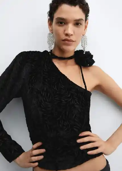 Blusa Adeli Negro Talla M Mujer Mango
