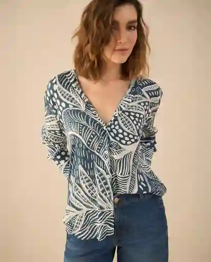 Camisa Azul Bahía Oscuro Talla M 411G017 Esprit