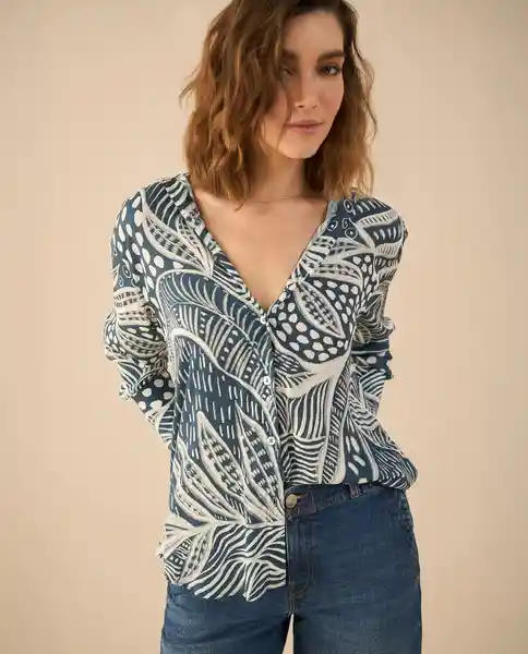 Camisa Azul Bahía Oscuro Talla M 411G017 Esprit