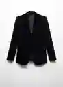 Blazer Americana Combi Negro Talla 25 Mujer Mango