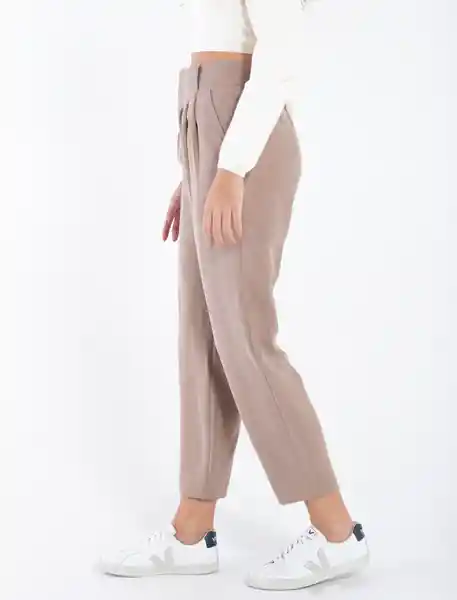 Pantalón De Tiro Alto Café Rubio Medio Talla 10 Mujer Naf Naf