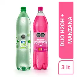 Postobón Gaseosa H2O 1.5 L + Manzana 1.5 L 3000 mL