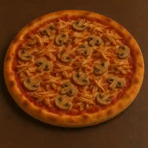 Pizza pollo con champiñones