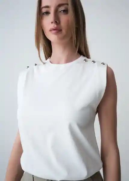 Camiseta Mujer Crudo Puro Claro Talla M 509g057 Naf Naf