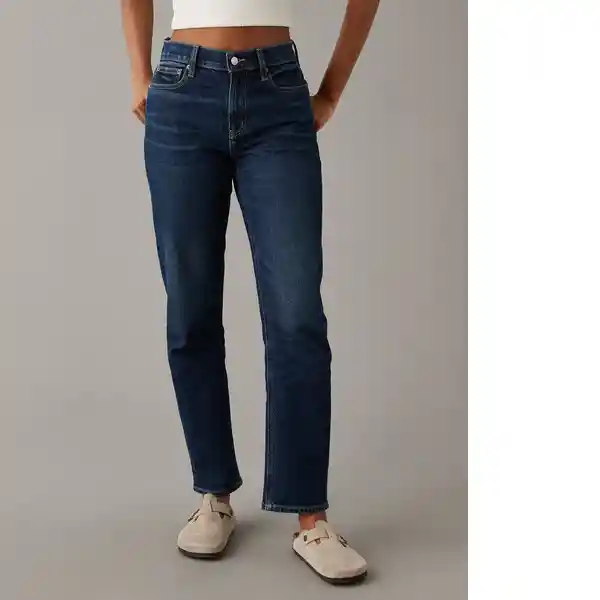 Jean Straight Mujer Azul Talla: 8 Regular American Eagle