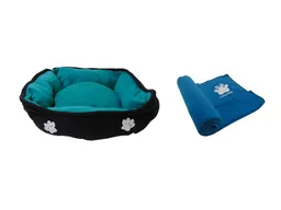 Hally Pets Set Cama + Cobija Térmica Celeste OT0001