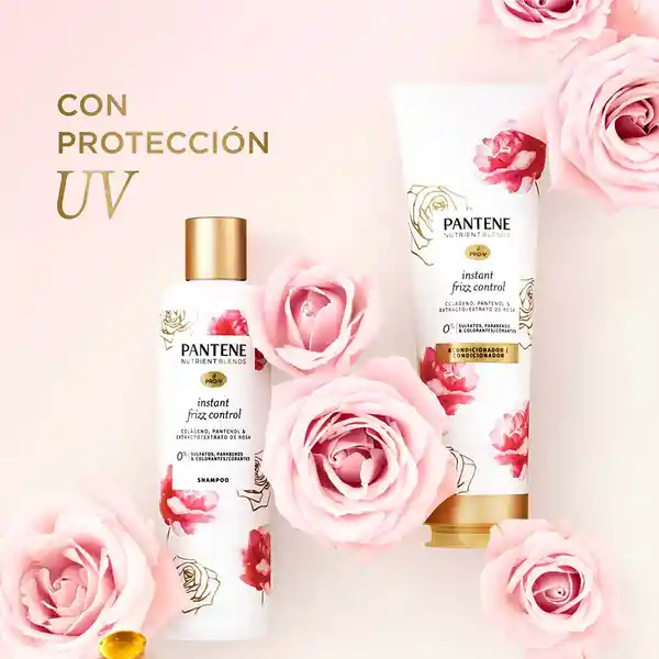 Acondicionador Pantene Pro-V Nutrient Blends Instant Frizz Control Colageno Pantenol y Extracto de Rosa Rinse 235 ml