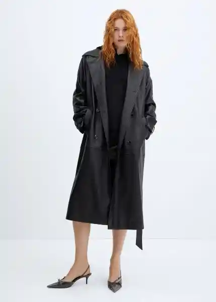Abrigo Trench Gossip Negro Talla XL Mujer Mango