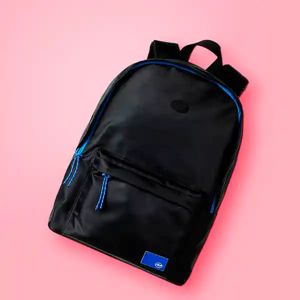 Mochila Básica Con Detalles en Contraste Negro Miniso