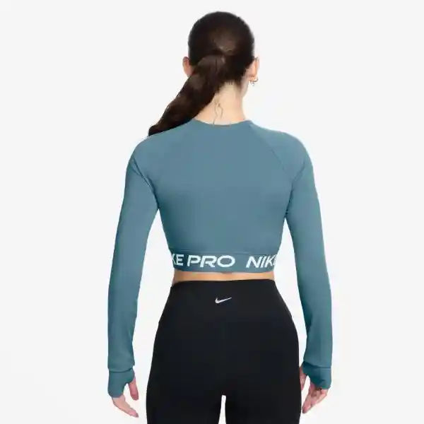 Nike Camiseta Pro Df 365 Crop Manga Larga Mujer Azul Talla S