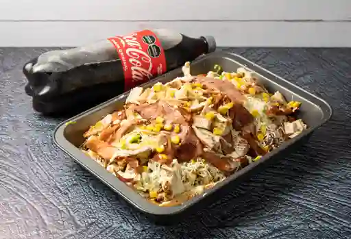 Salchipapa pollo ranchera x3+bebida 1.5l