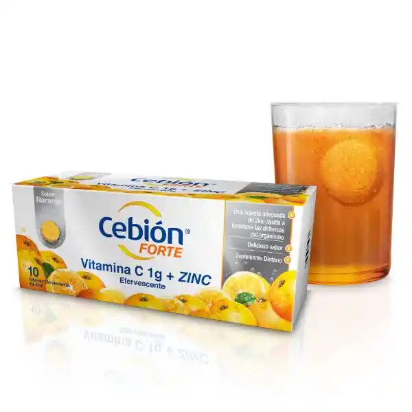 Cebion Forte 1G Zinc Sabor Naranja Comprimido Efervescente X 10