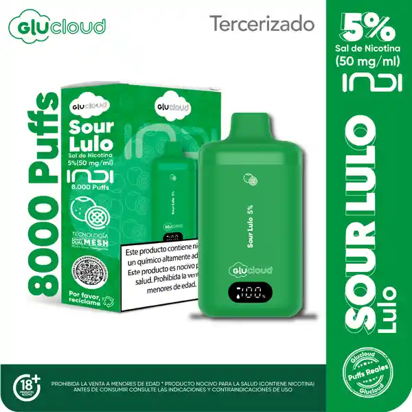 Glucloud Vapeador Sour Lulo Indi / 8000 Puffs