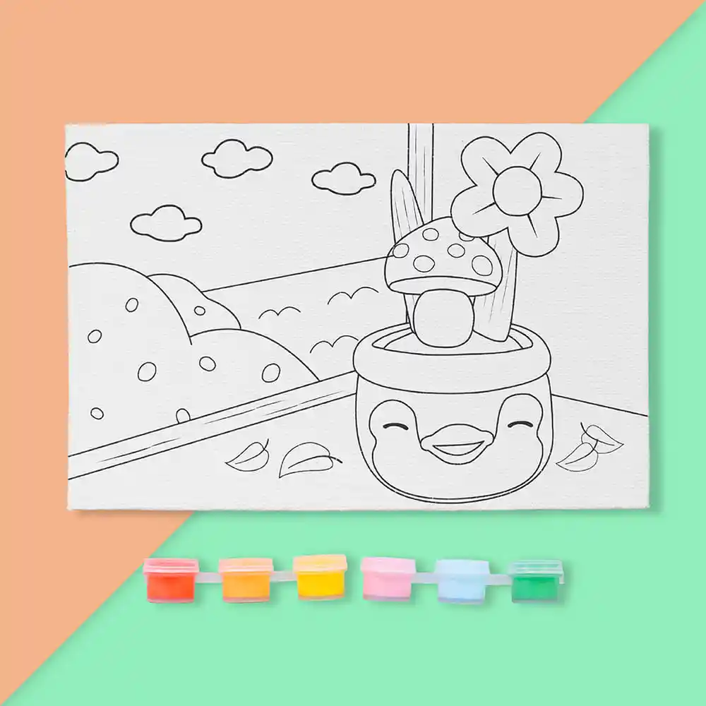 Miniso Kit de Pintura Mini Con Colores y Pincel de Hongo