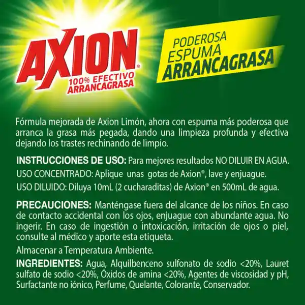 Lavaplatos Liquido Axion Limon 2.8L