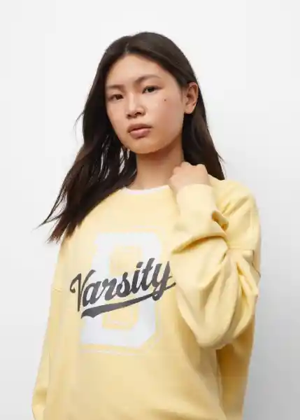 Buzo Sudadera Varsity Amarillo Pastel Talla 22 Teen Niñas Mango