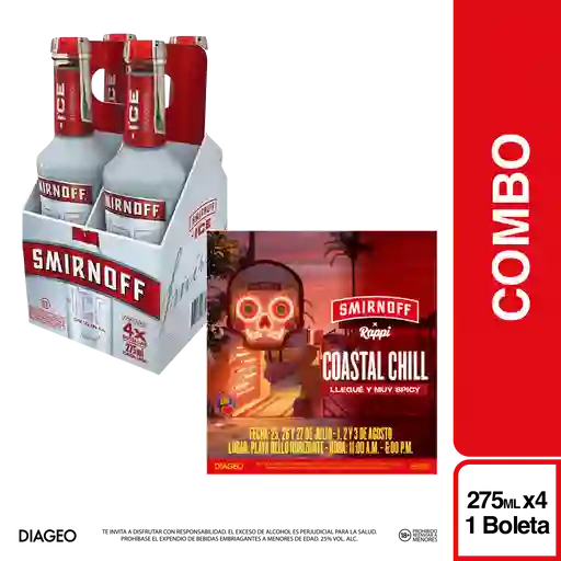 Combo Smirnoff Ice Cóctel con Vodka Original 4 Und + Boleta