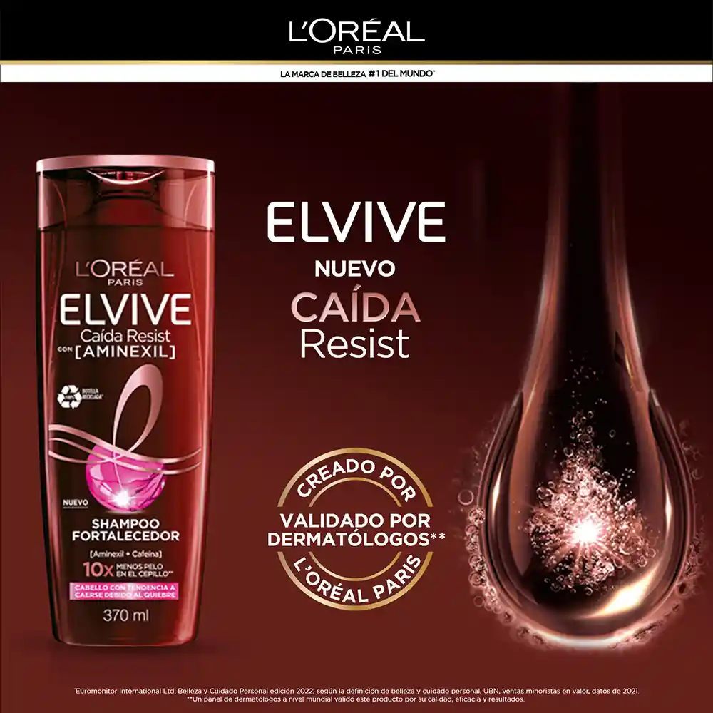 Shampoo Elvive Loreal Paris Caída Resist  370 ml