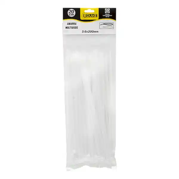 Uduke Amarra Plástica Blanca 3.6 x 200 mm 20 cm HT70021