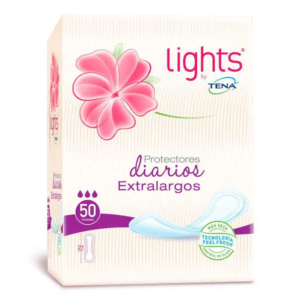 Protectores Lights By Tena Extralargos X 50 Und