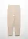 Pantalón Pique Beige Talla 18 Mujer Mango