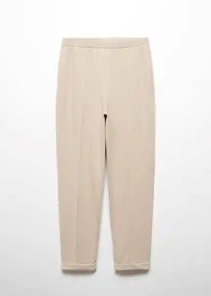 Pantalón Pique Beige Talla 18 Mujer Mango