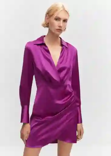 Vestido Pesto Morado Talla S Mujer Mango