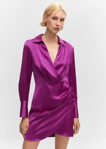 Vestido Pesto Morado Talla S Mujer Mango