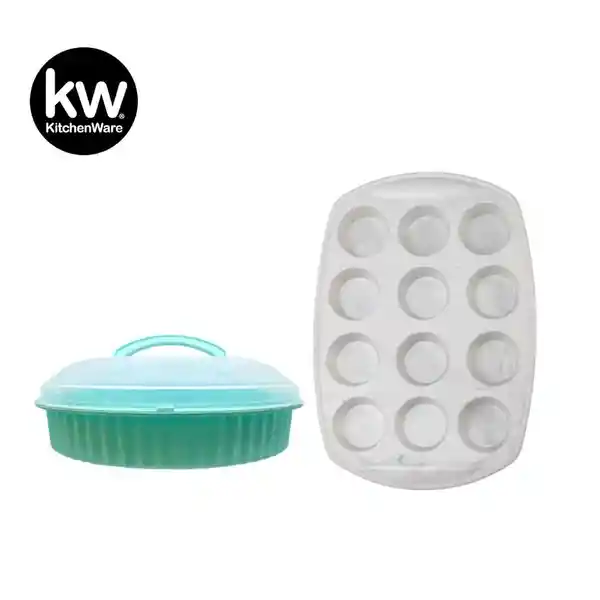 Kw Set Molde Silicona Con Contenedor Torta KWSET-CUP3