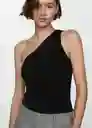 Top Asim Negro Talla XS  Mujer Mango