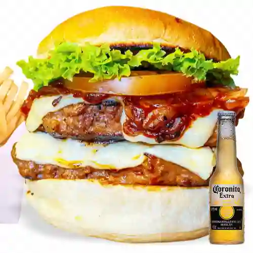 Combo Hamburguesa Mega + Cerveza Coronita 210 ml