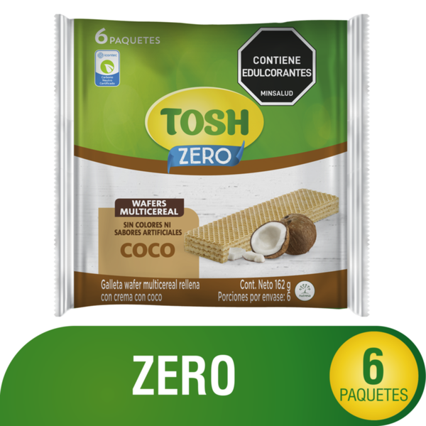 Tosh Galletas Wafer Multicereal Rellena con Crema de Coco 162 g
