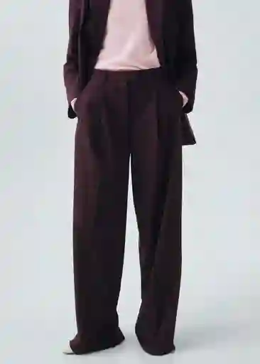 Pantalón Mulhouse Granate Talla 42 Mujer Mango