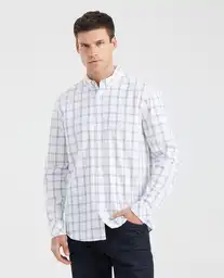 Camisa Button Down Plaid Masculino Blanco 0 Claro T. M Chevignon