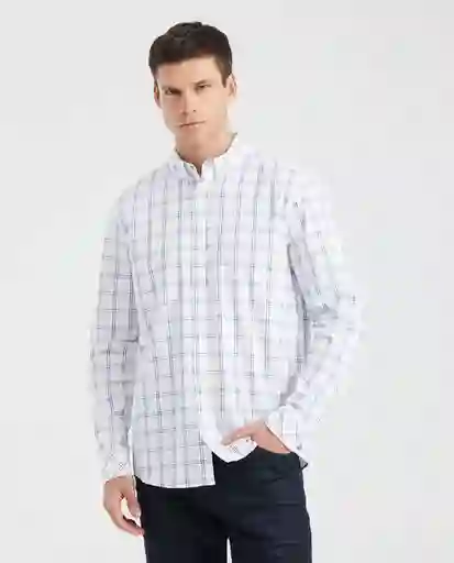 Camisa Button Down Plaid Masculino Blanco 0 Claro T. M Chevignon