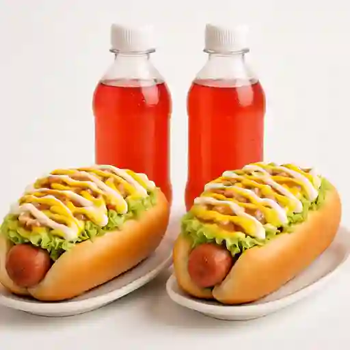 2 Perros Cordero + 2 Gaseosas 250 ml Postobon