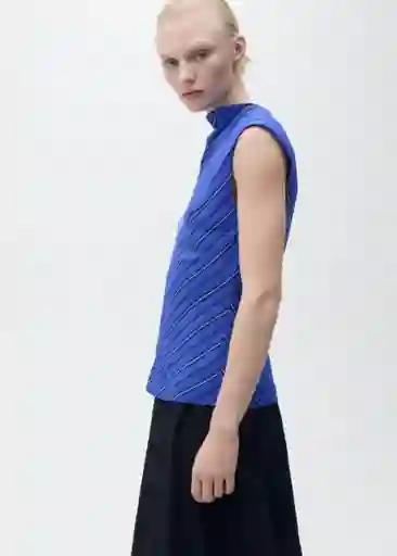 Blusa Noeli Azul Talla M Mujer Mango