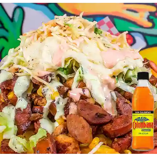Combo Salchipapa Combinada Al 100 + Colombiana 400 ml